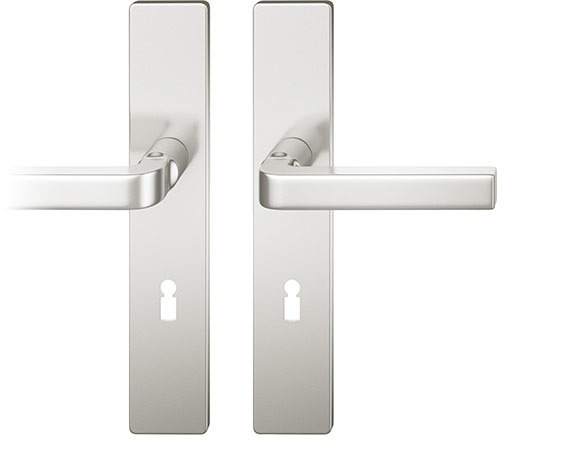 FSB Drückergarnitur mit Langschild 12 1004, VK 8, eckig, mit Nocken, Edelstahl