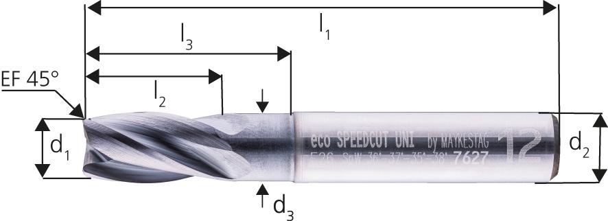 VHM-Schaftfräser ecoSpeedcut-Universal, kurz, ALUNIT-S