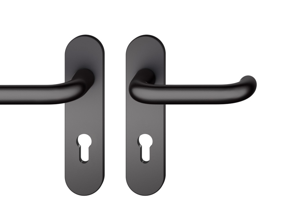 FSB Drückergarnitur mit Kurzschild 12 1146, VK 8, oval, mit Nocken, Aluminium