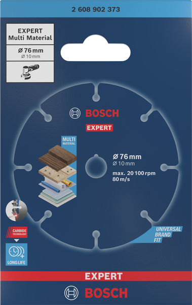 Produktbild Verpackung, Kreissägeblatt, Schruppscheibe, Bohrer, Multimaterial, 76 mmØ