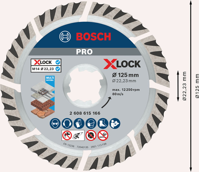 Bosch PRO Multi Material X-Lock Diamanttrennscheibe, 125 x 22,23 mm, 22,23 mm