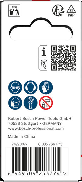 Produktbild Verpackung, Schutzbrille, Handschuhe, Gehörschutz, Barcode, Hergestellt in China