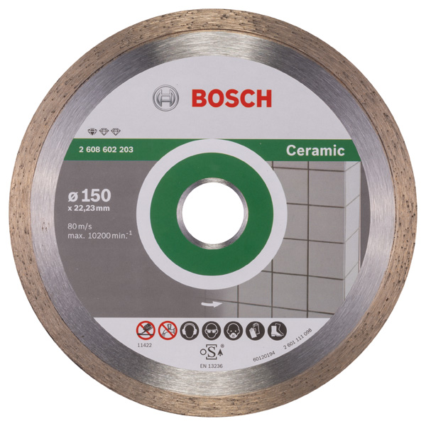 Bosch Diamanttrennscheibe Standard for Ceramic, 150 x 22,23 x 1,6 x 7 mm, 1er-Pack