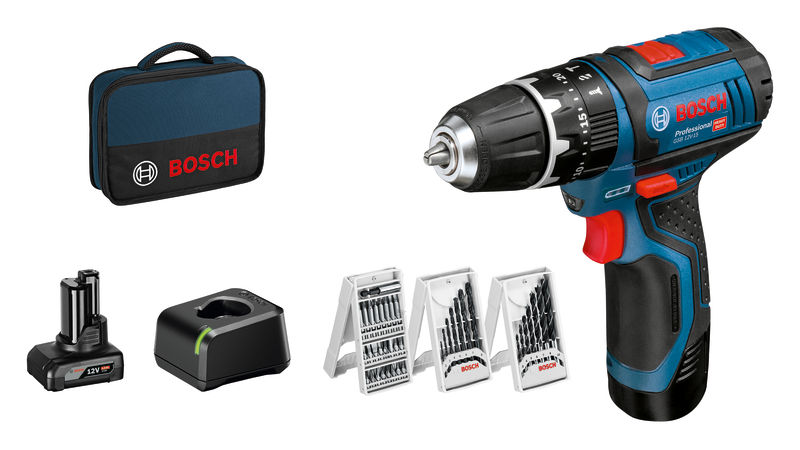 Bosch Akku-Schlagbohrschrauber GSB 12V-15, mit 1 x 4.0 Ah, 1 x 2.0 Ah Li-Ion Akku