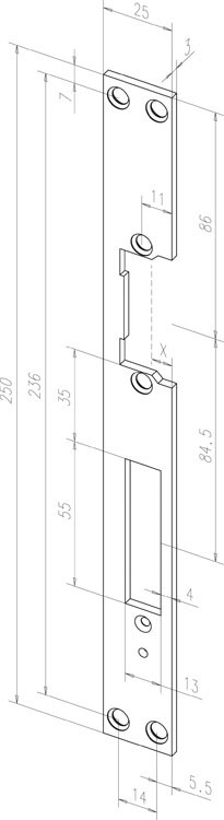 Flachschließblech effeff für Türöffner 002, Stahl