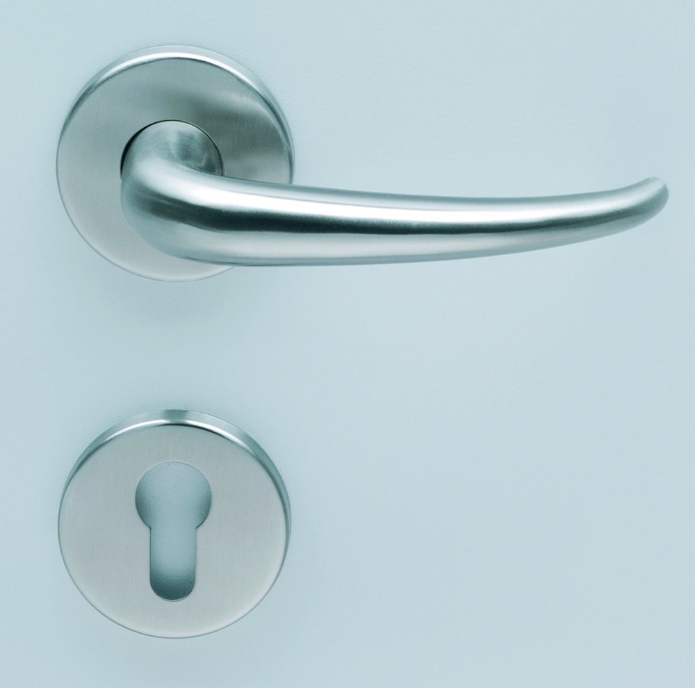 HELO Drückergarnitur mit Rosetten EST.ZG FW 61, rund, VK 9, Edelstahl