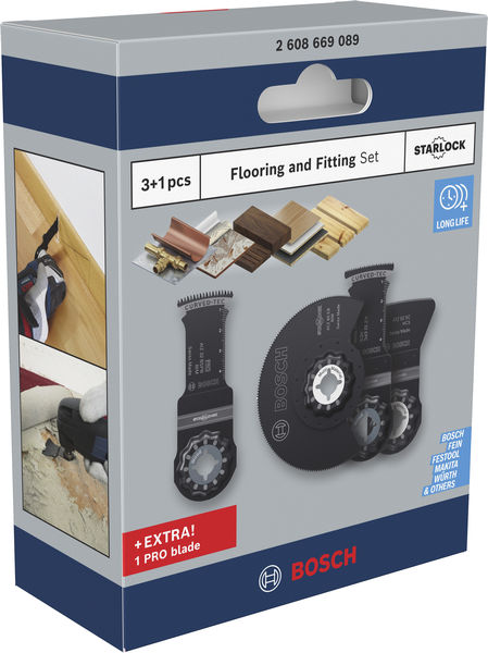 Produktbild Verpackung, Bodenverlegung, Fitting-Set, Kreissägeblätter, Bosch-Zubehör, Lange Lebensdauer