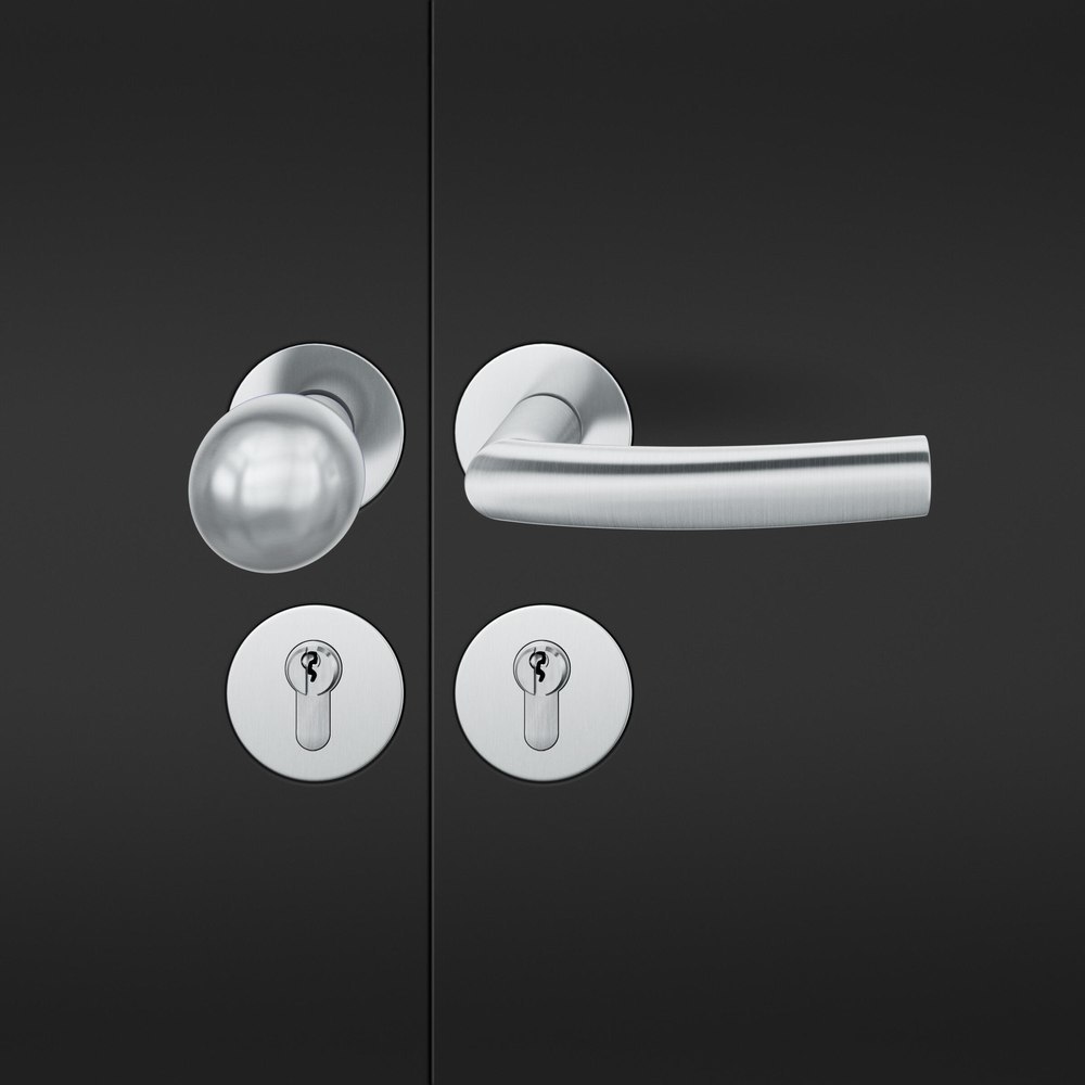 FSB FH Wechselgarnitur mit Rosetten 76 1107, Knopf 0 802, AGL3, VK 9, rund, flächenb., Edelstahl