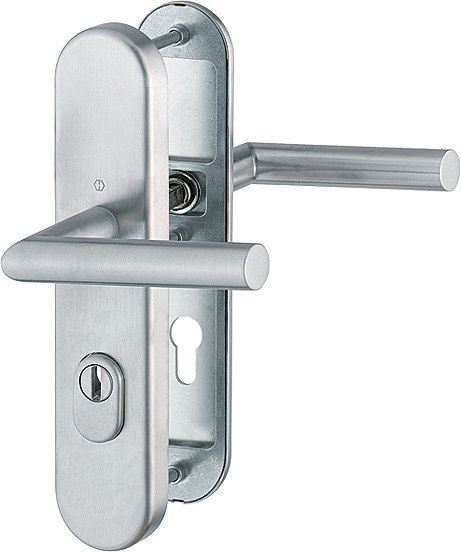 HOPPE FH Schutz-Drückergarnitur Amsterdam mit Langschild FS-E1400F/3332ZA/3310, Edelstahl