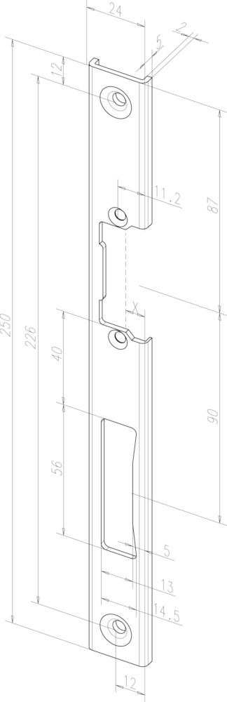 U-Profilschließblech effeff für Türöffner 391, Edelstahl