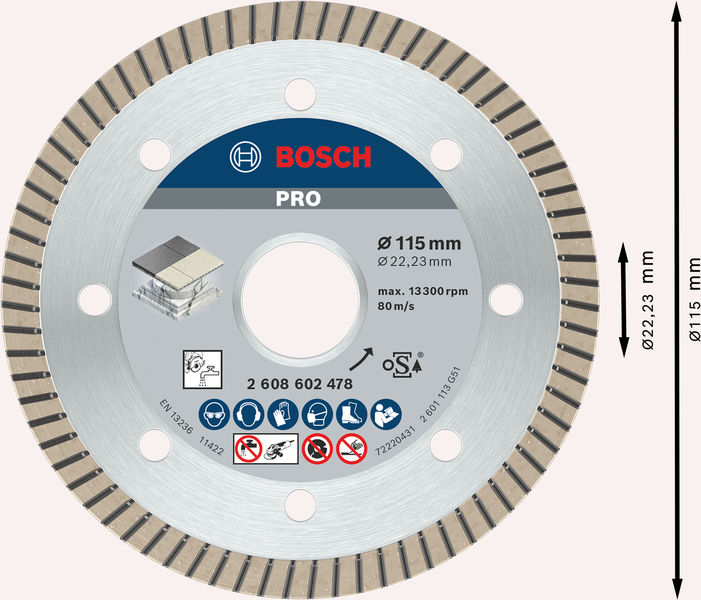 Bosch PRO Ceramic Diamanttrennscheibe, 115 x 22,23 mm