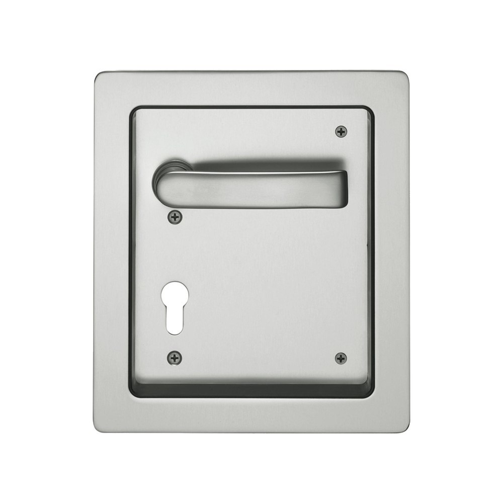 FSB sports-hall fitting 77 7952, 230x200, for rosette, profile cylinder drilled 72, DIN right, 9 mm, stainless steel fine matt, door thickness 55 mm