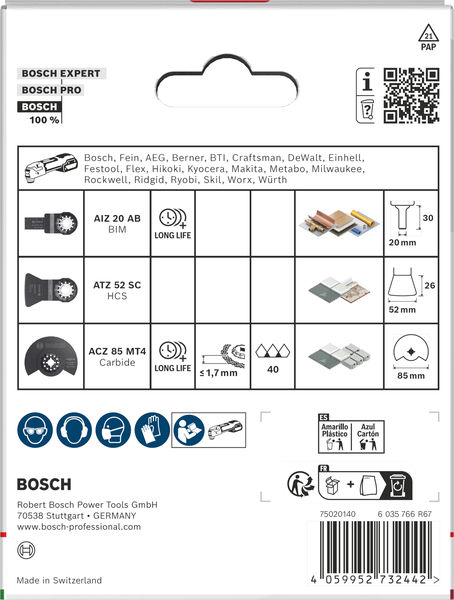 Produktbild Verpackung, Sägeblatt, Karbid, Schleifscheibe, Bohrer, Werkzeug-Set
