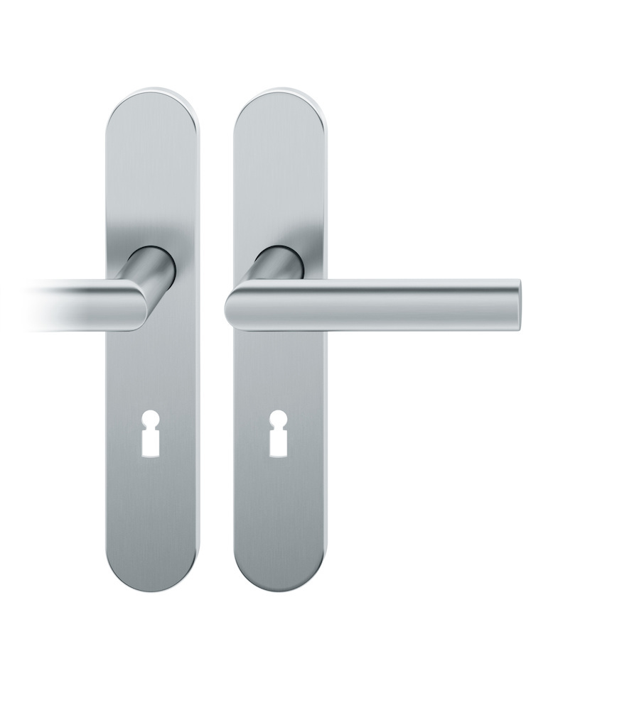 FSB Drückergarnitur mit Langschild 12 1108, VK 8, oval, mit Nocken, Aluminium