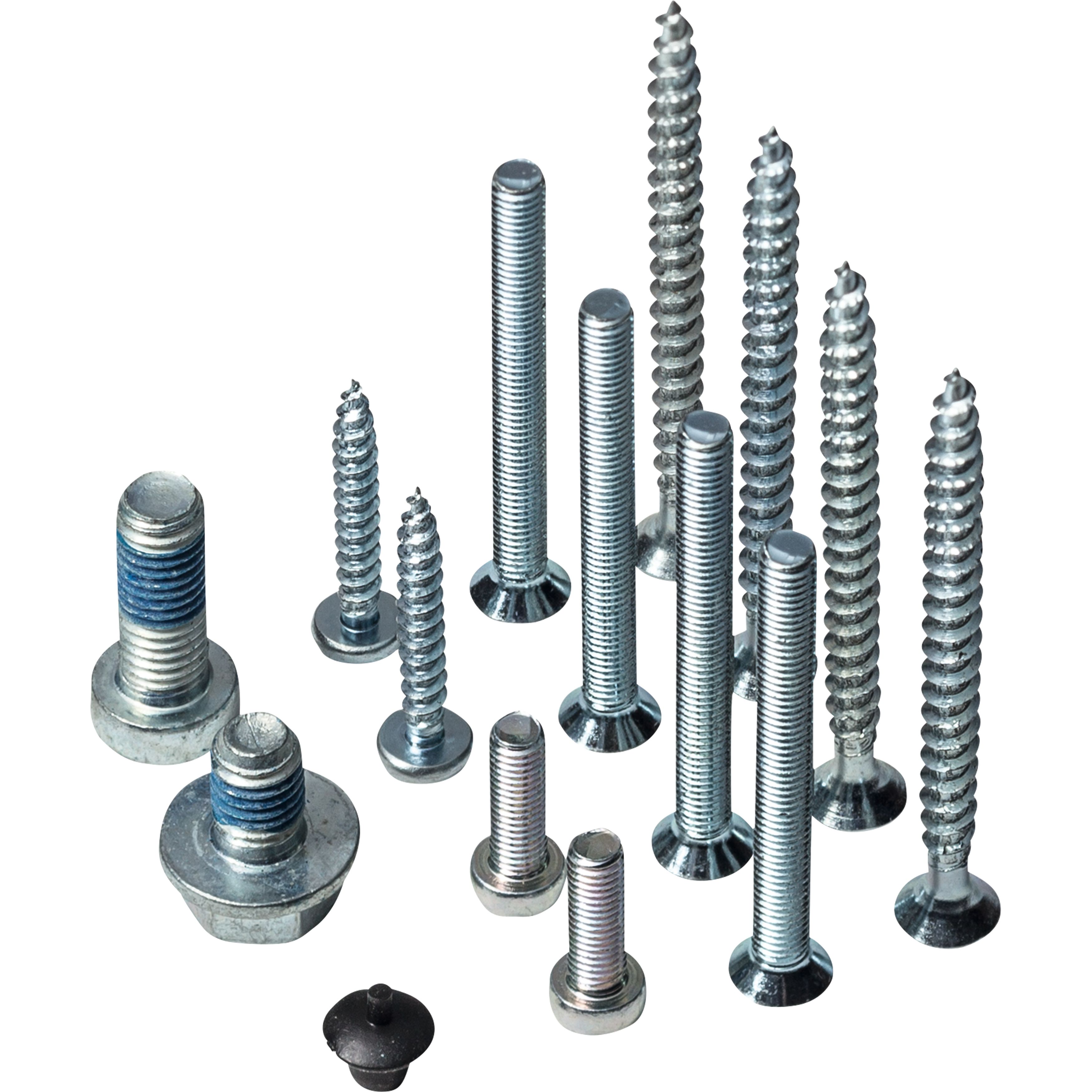 Schrauben, Holzschrauben, Metallbolzen, Unterlegscheibe, Bohrschrauben