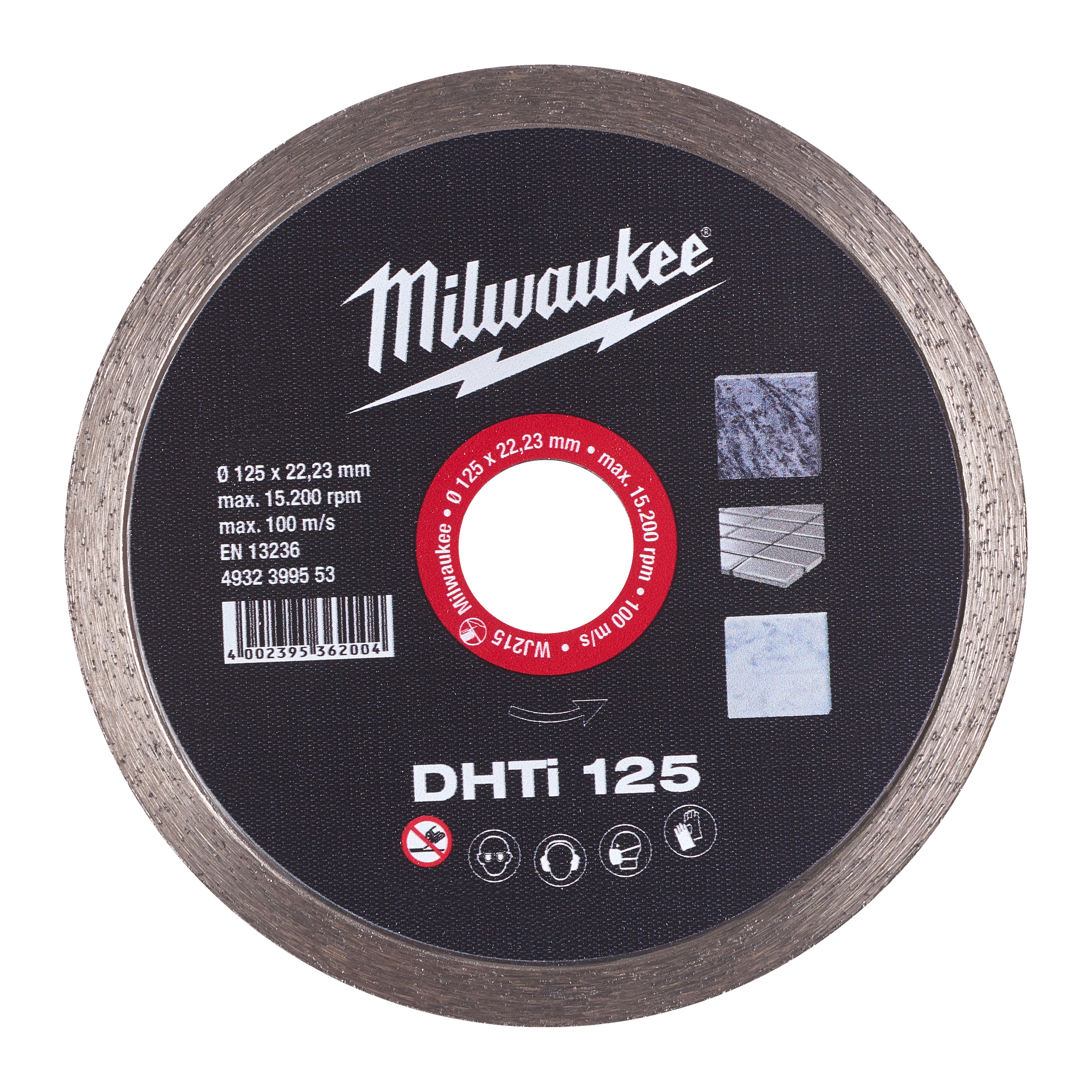 Milwaukee Diamanttrennscheibe Keramik und Naturstein, geschlossen DHTi 125 mm