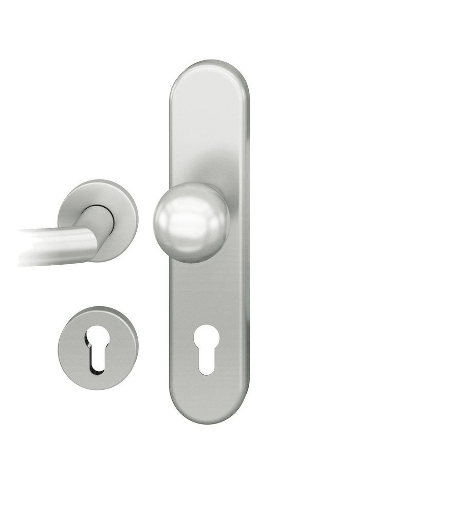 FSB Schutz-Kombi-Wechselgarnitur mit Langschild, innen mit Rosetten 73 7375, oval, VK 8 mm, SK2, Aluminium