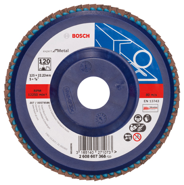 Bosch Fächerschleifscheibe X551 Expert for Metal, gerade, 125 mm, 120, Kunststoff