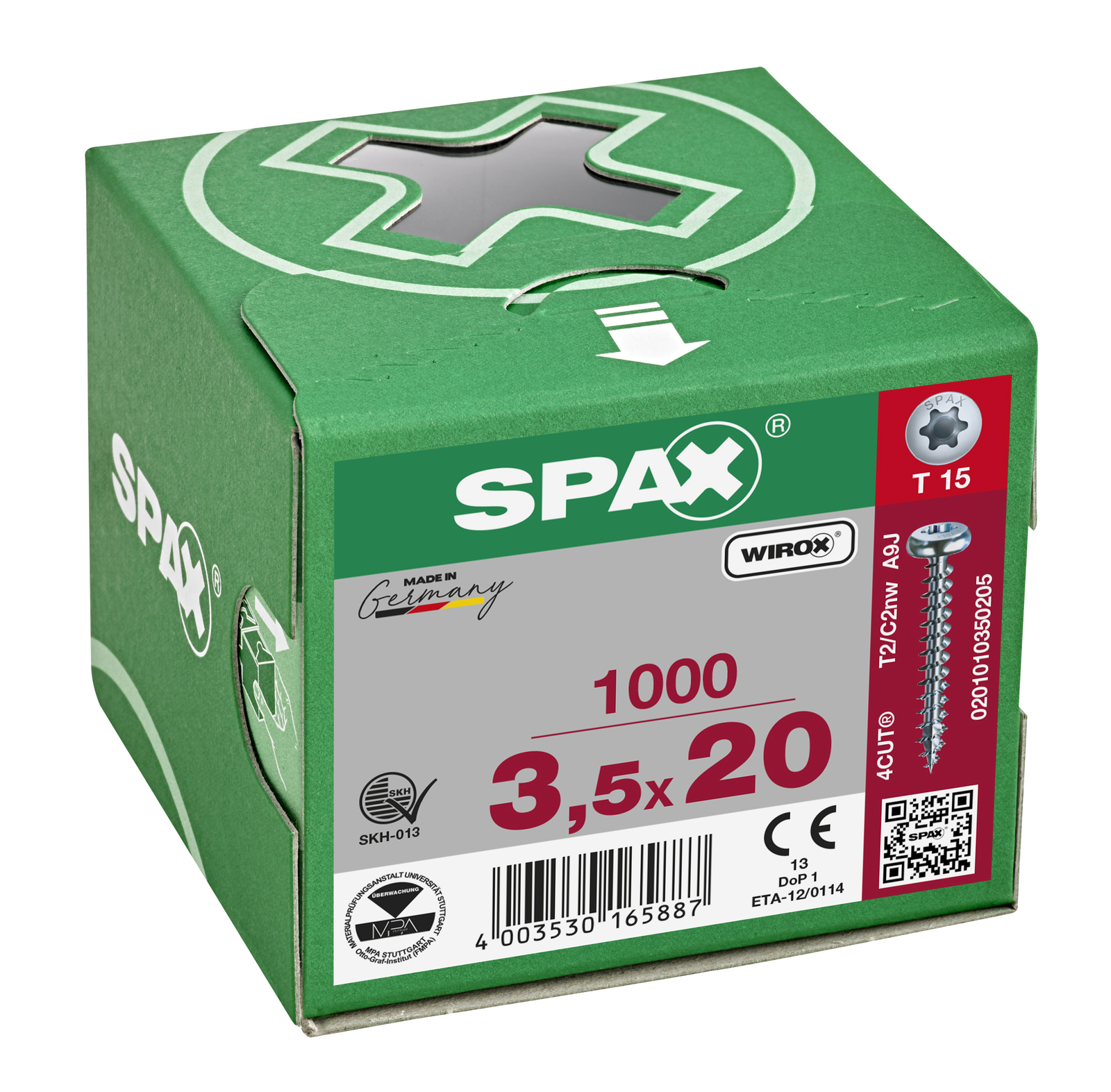SPAX Universalschraube, Vollgewinde, Halbrundkopf, T-STAR plus T15, 4CUT, WIROX