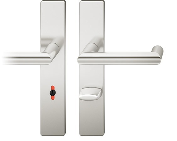 FSB Drückergarnitur mit Langschild 12 1016, VK 8, eckig, mit Nocken, Aluminium