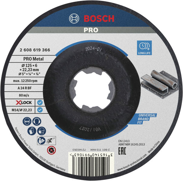 Bosch PRO Metal X-Lock Schleifscheibe, 125 x 6 x 22,23 mm