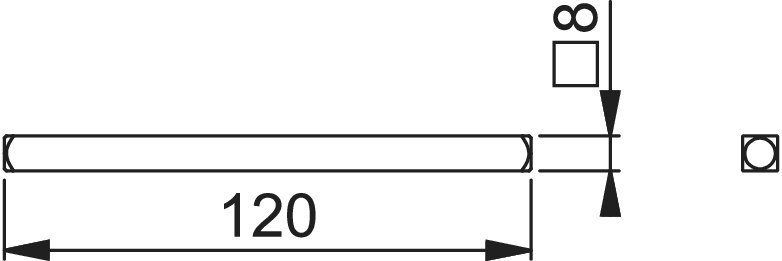 HOPPE Vierkantstift, 8x120mm,TS 61-70 verzinkt