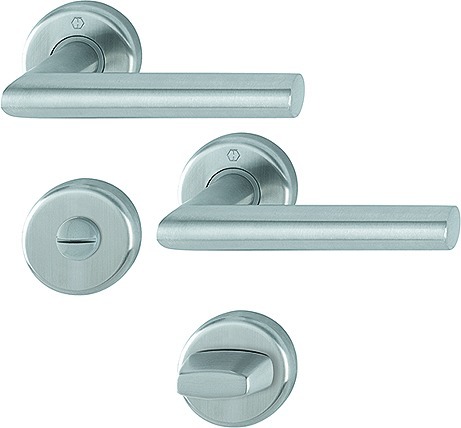 HOPPE Drückergarnitur mit Rosetten Utrecht E1444Z/17KV/17KVS, Edelstahl