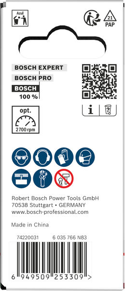 Produktbild Verpackung, Kernbohrer, Schraubendreher, Bosch-Tool, 2700 rpm, Made in China