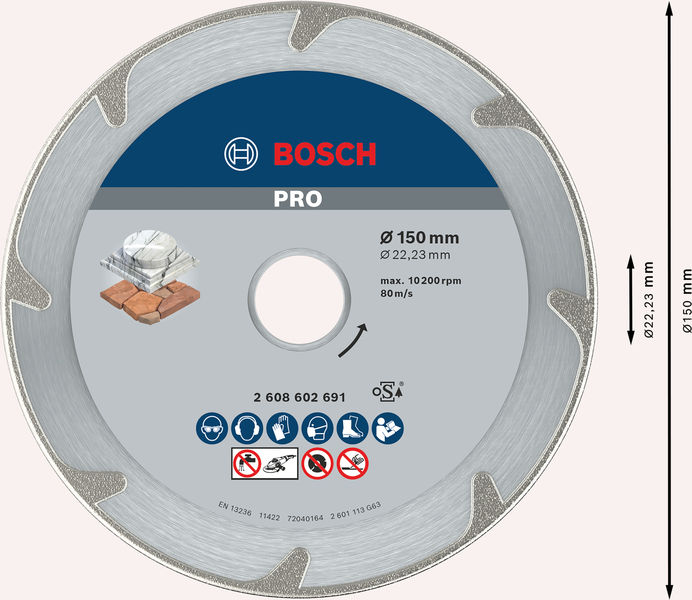 Bosch PRO Marble Diamanttrennscheibe, 150 x 22,23 mm