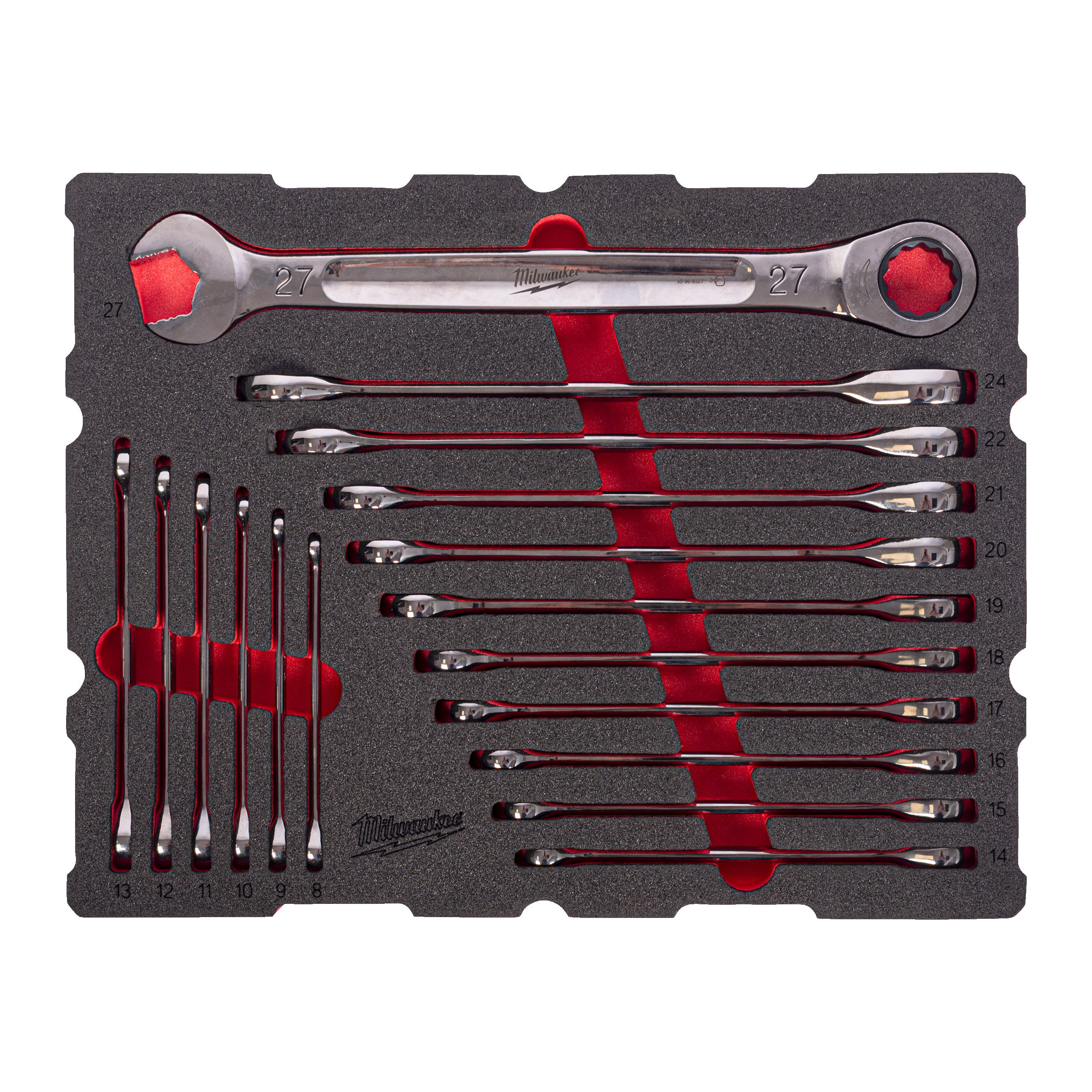 Milwaukee 17-teilige Einlage für PACKOUT Koffer mit Schubladen MAX BITE Ratschen-Ringmaulschlüssel Einlage