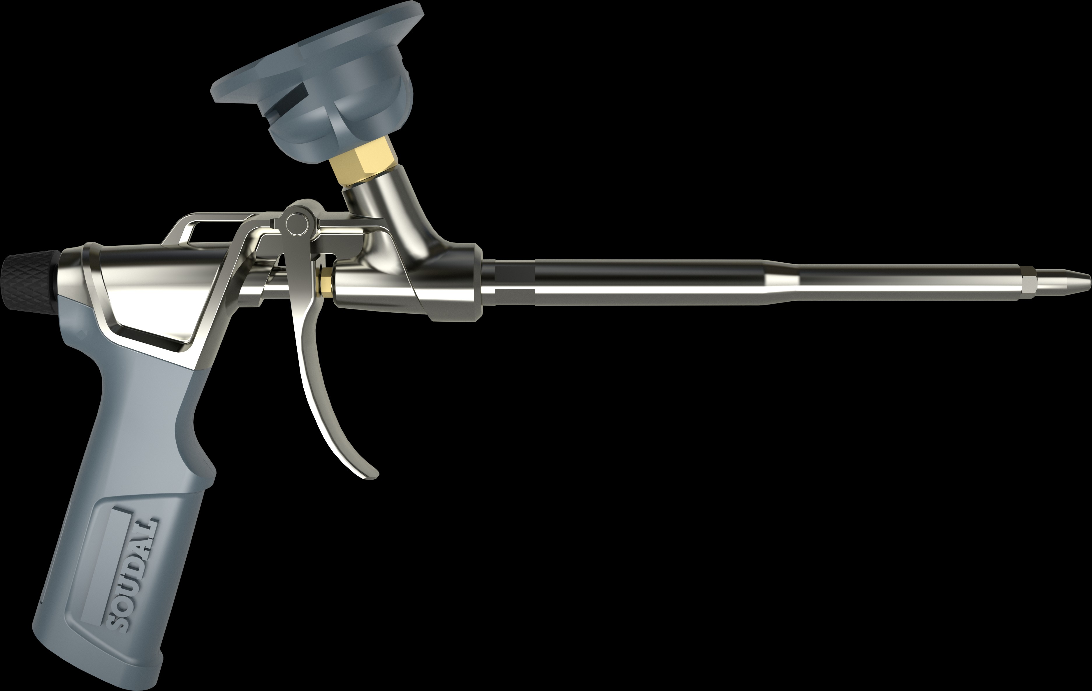 Schaumpistole, Montageschaum, Pistolengriff, Metallrohr, Grau