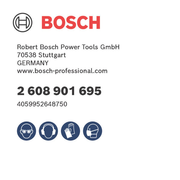 Digitale GPSR-Kennzeichnung, logo, bosch, power tools, geschäftskarte, kontaktinformation