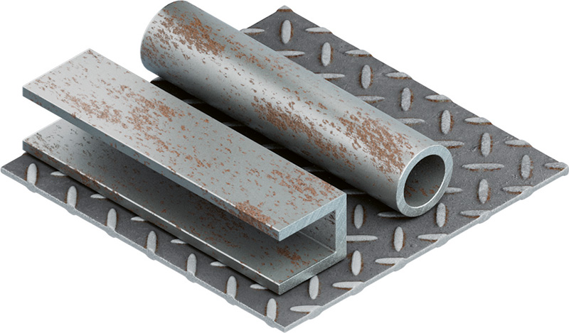 Material-Symbol, stahl, rohr, platten, rost, metall