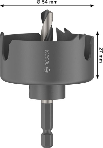 Bild der Produktabmessungen, Bohrer, Schnellwechseladapter, Holzbohrer, Kühlzylinder, Bosch